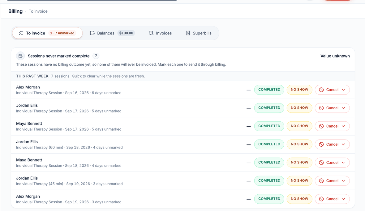Invoice status and balance help you see what still needs attention.