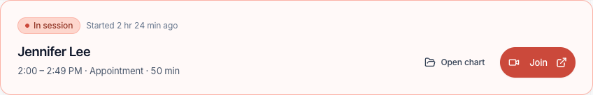 Join can remain available after the scheduled end, within the clinician join window.